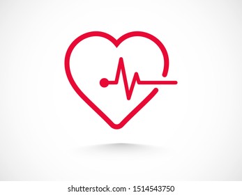 Heartbeat icon vector illustration EPS 10. Heart, pulse symbol