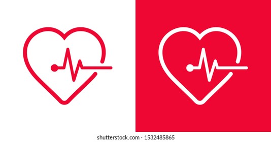 Heartbeat icon vector illustration EPS 10. Heart, pulse symbol
