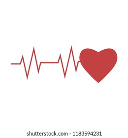 Heartbeat icon. Vector illustration, flat design.