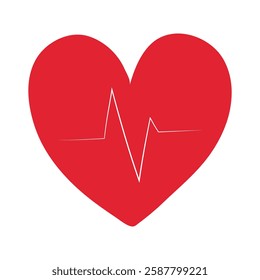 Heartbeat icon. Vector illustration of heart and cardiogram