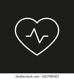 Heartbeat icon vector illustration. Linear symbol with thin outline. The thickness is edited. Minimalist style.