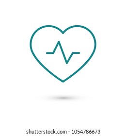 Heartbeat icon vector illustration. Linear symbol with thin outline. The thickness is edited. Minimalist style.