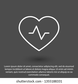 Heartbeat icon vector illustration. Linear symbol with thin outline. The thickness is edited. Minimalist style.