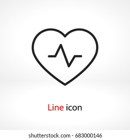 Heartbeat icon vector illustration. Linear symbol with thin outline. The thickness is edited. Minimalist style.