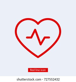 Heartbeat icon vector illustration. Linear symbol with thin outline. The thickness is edited. Minimalist style.