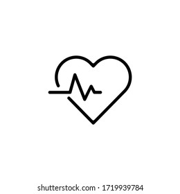 Heartbeat Icon Vector Illustration Logo Template. Heart Pulse Vector Icon Or Logo Element In Outline Style. Life Icon Vector. Flat Icon Heart Cardiology Symbol.