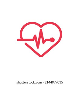 Heartbeat Icon Vector Illustration Logo Template. Heart pulse vector icon or logo element in outline style. Life icon vector. Flat Icon Heart Cardiology Symbol.