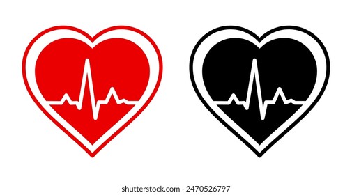 Heartbeat icon. Vector illustration on white background.