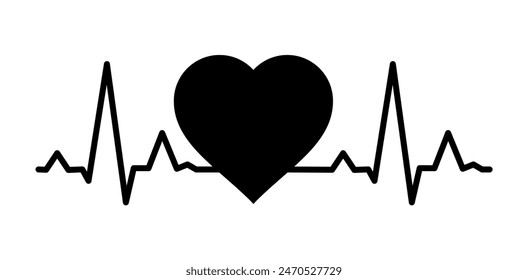 Heartbeat icon. Vector illustration on white background.