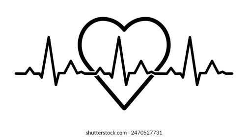 Heartbeat icon. Vector illustration on white background.