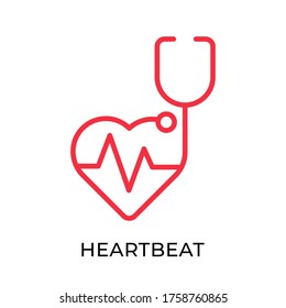 Plantilla de ilustración vectorial de icono de latido. Diseño plano del icono del vector del latido médico aislado en fondo blanco.