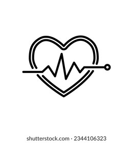 heartbeat icon vector in line style