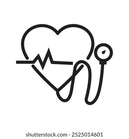 Vector del icono del latido del corazón sobre fondo blanco
