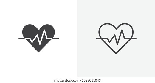 Heartbeat icon vector icon set in black and white color.