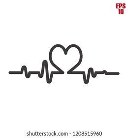 heartbeat icon,cardiogram vector,pulse sign isolated on white background,rhythm illustration