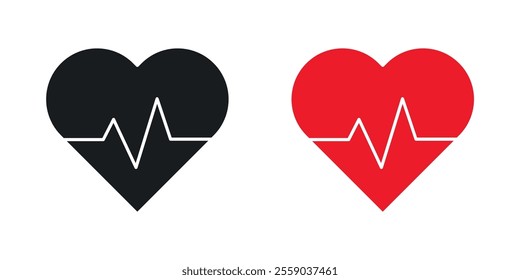 Heartbeat icons in black and colored version