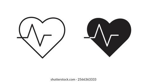Heartbeat icons in line stroke and flat versions