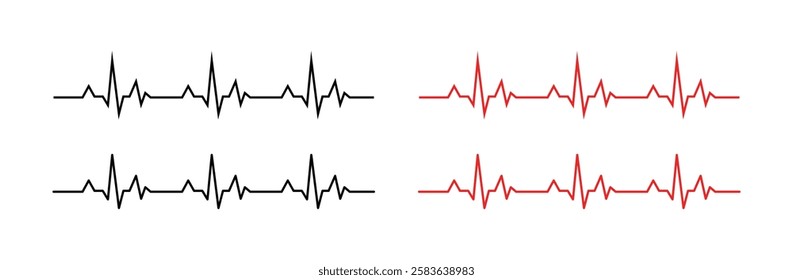 Heartbeat icons. Linear and flat style. Vector icons.