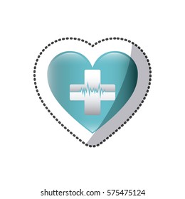 heartbeat inside cross icon, vector illustration design