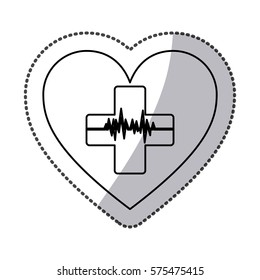 heartbeat inside cross icon, vector illustration design