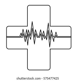 heartbeat inside cross icon, vector illustration design