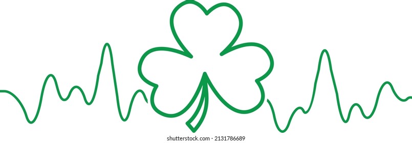 Heartbeat Irish St Patrick's Day T-Shirt, Love Hearts Saint Patrick Leaves Vector Design Template