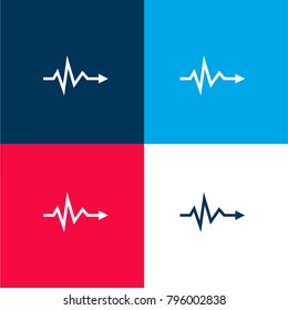 Heartbeat lifeline arrow symbol four color material and minimal icon logo set in red and blue