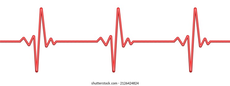 Heartbeat line. 3d pulse, cardiogram, heart rhythm, ECG symbol. Vector illustration.