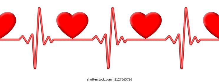 Línea de latido. 3 d pulso, cardiograma, ritmo cardíaco, símbolo ECG. Ilustración vectorial.