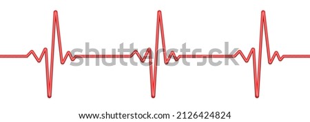 Heartbeat line. 3d pulse, cardiogram, heart rhythm, ECG symbol. Vector illustration.