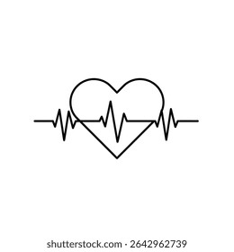 Heartbeat line art health medical love care.