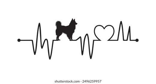 
Heartbeat line with Belgian Sheepdog Dog silhouette, Dog and Heartbeat frequency with Heart Love illustration vector