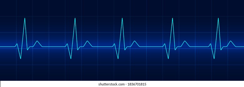 Heartbeat line. Blue cardiogram. Futuristic vector medical background.