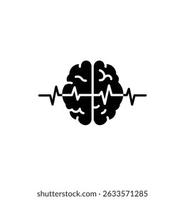 Heartbeat Line with Brain Focus Representing Emotional Awareness