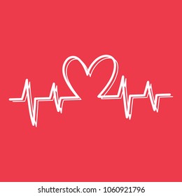 Heartbeat Line Cardio Minimal Style Icon Symbol