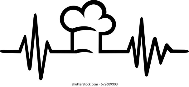 Heartbeat line with chef hat 
