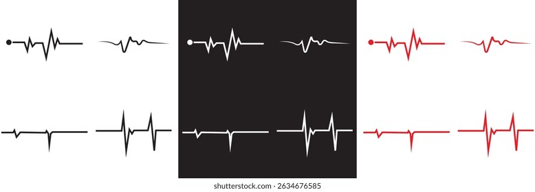 Heartbeat line collection. cardiology, medical pulse, ECG, EKG design,  health monitoring vector. Vector for websites, mobile interfaces, presentations, banner, visual branding etc. EPS 10