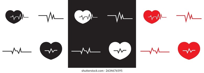 Heartbeat line collection. cardiology, medical pulse, ECG, EKG design,  health monitoring vector. Vector for websites, mobile interfaces, presentations, banner, visual branding etc. EPS 10
