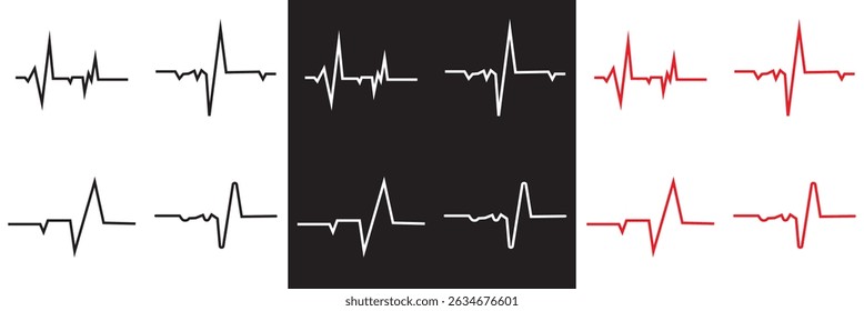 Heartbeat line collection. cardiology, medical pulse, ECG, EKG design,  health monitoring vector. Vector for websites, mobile interfaces, presentations, banner, visual branding etc. EPS 10