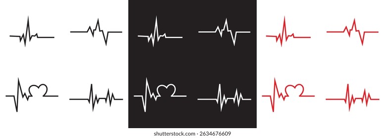 Heartbeat line collection. cardiology, medical pulse, ECG, EKG design,  health monitoring vector. Vector for websites, mobile interfaces, presentations, banner, visual branding etc. EPS 10