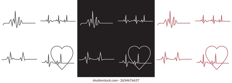 Heartbeat line collection. cardiology, medical pulse, ECG, EKG design,  health monitoring vector. Vector for websites, mobile interfaces, presentations, banner, visual branding etc. EPS 10