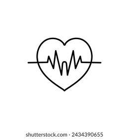 Heartbeat line and flat style hand drawn icon