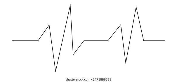 Heartbeat line. Heart beat graph. Black heartbeat line icon on white background. Electrocardiogram. Heart wave technology background Shows the rhythm of the heart that is pumping. Vector illustration.