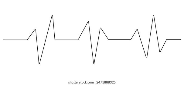 Heartbeat line. Heart beat graph. Black heartbeat line icon on white background. Electrocardiogram. Heart wave technology background Shows the rhythm of the heart that is pumping. Vector illustration.