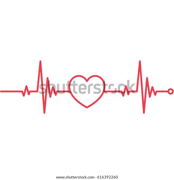 Heartbeat Line Heart Cardio Stock Vector (Royalty Free) 616392260