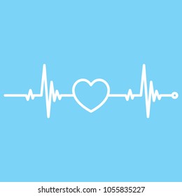 Heartbeat Line Heart Cardio Blue Medicine Element