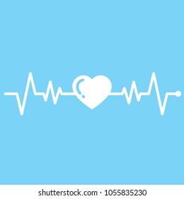 Heartbeat Line Heart Cardio Blue Medicine Element