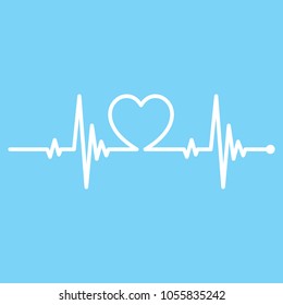 Heartbeat Line Heart Cardio Blue Medicine Element