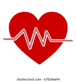 Heartbeat Line in Heart Cardio. Heart rhythm ekg. Vector illustration.