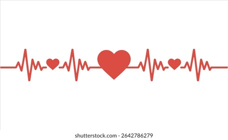 Heartbeat Line with Heart Icon Vector Illustration	